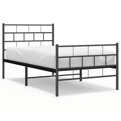 Bedframe Met Hoofd- En Voeteneinde Metaal 107 x 203 cm Zwart met hoofdbord & voetbord
