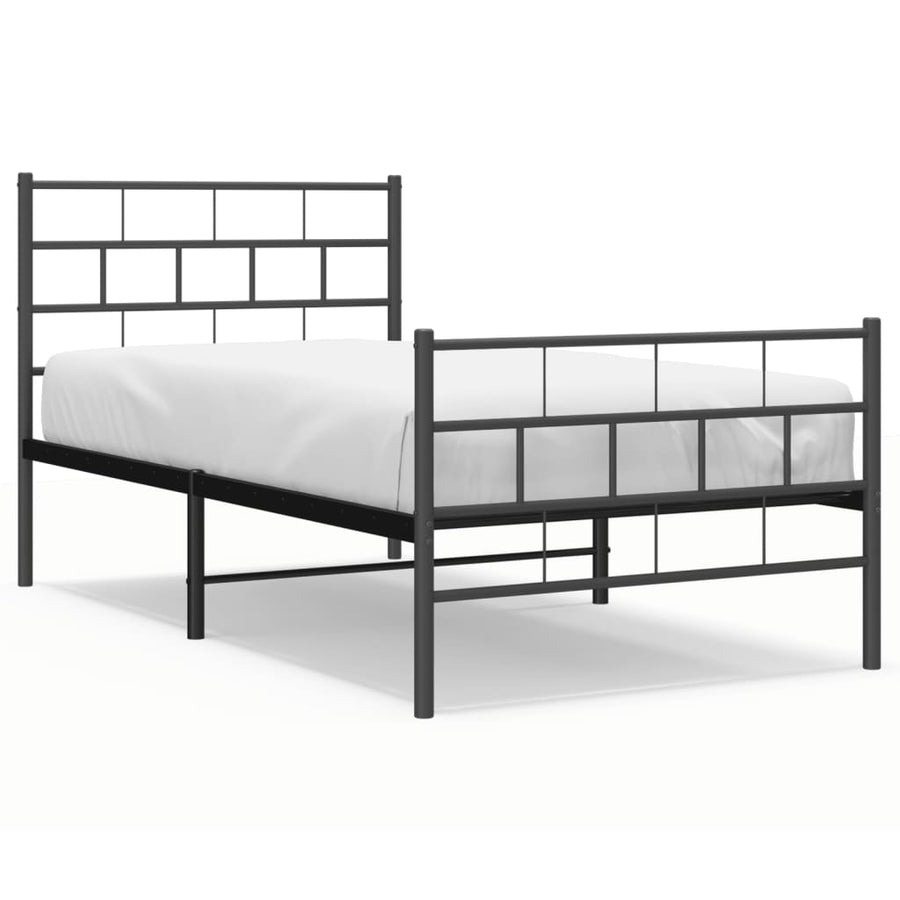 Bedframe Met Hoofd- En Voeteneinde Metaal 107 x 203 cm Zwart met hoofdbord & voetbord