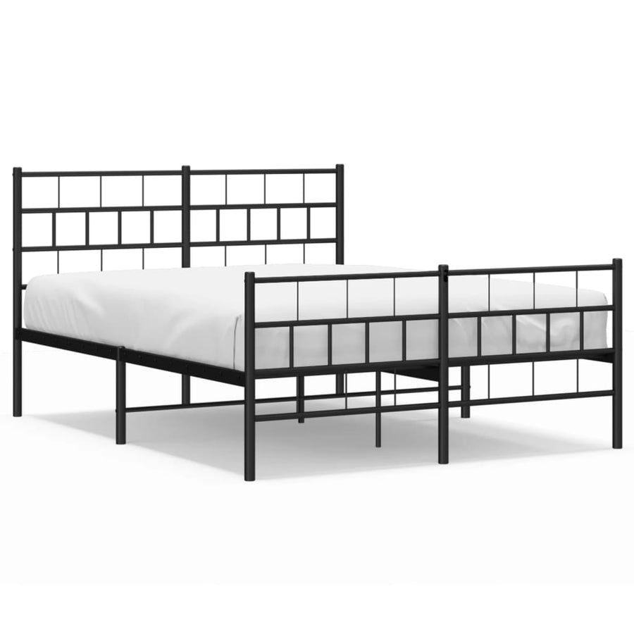 Bedframe Met Hoofd- En Voeteneinde Metaal 120 x 200 cm Zwart met hoofdbord & voetbord