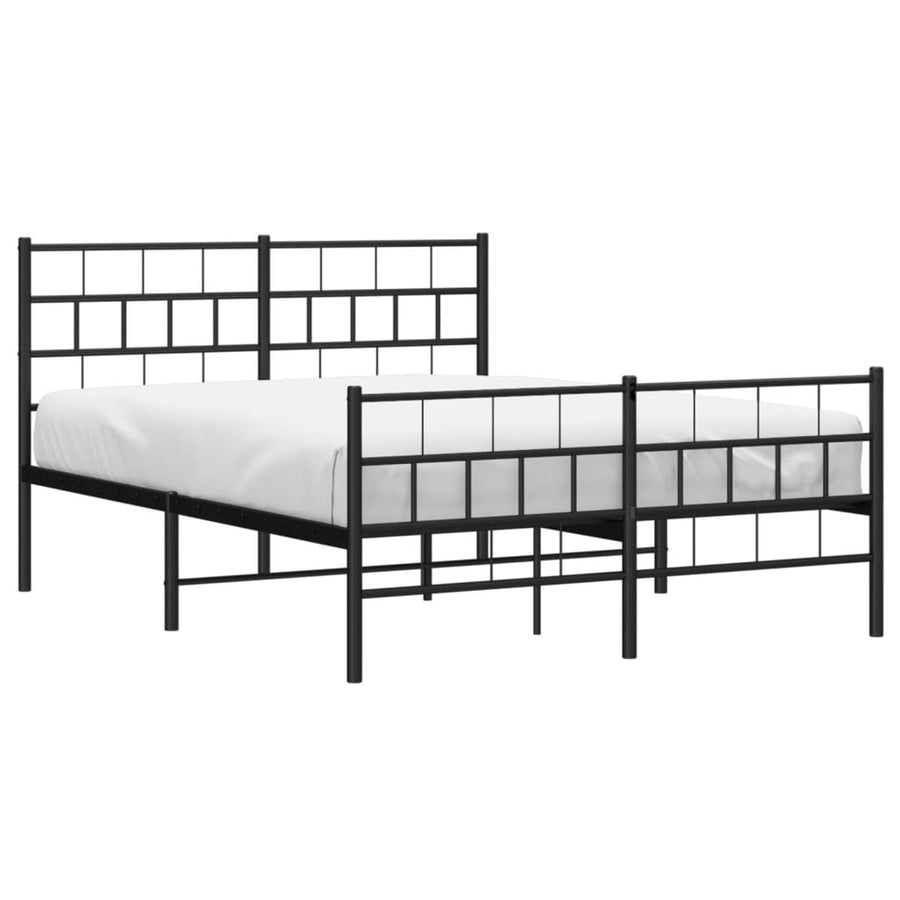 Bedframe Met Hoofd- En Voeteneinde Metaal 120 x 200 cm Zwart met hoofdbord & voetbord