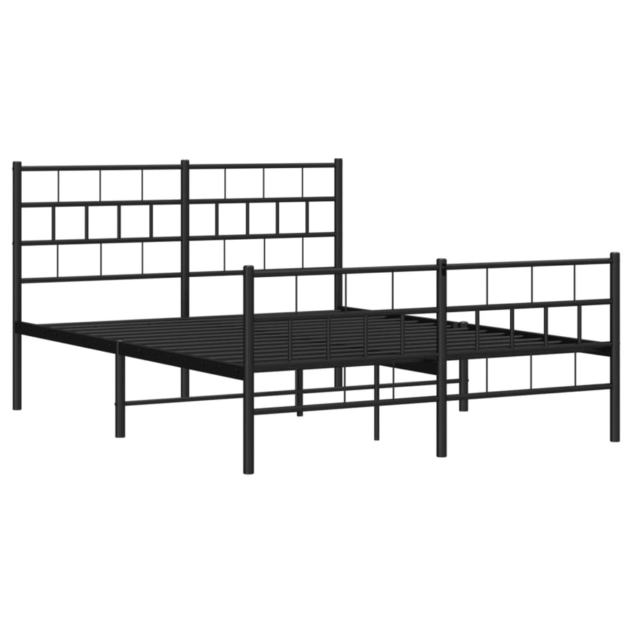Bedframe Met Hoofd- En Voeteneinde Metaal 120 x 200 cm Zwart met hoofdbord & voetbord