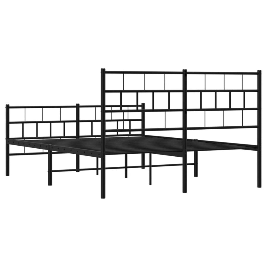 Bedframe Met Hoofd- En Voeteneinde Metaal 120 x 200 cm Zwart met hoofdbord & voetbord