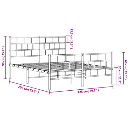 Bedframe Met Hoofd- En Voeteneinde Metaal 120 x 200 cm Zwart met hoofdbord & voetbord