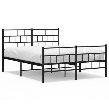 Bedframe Met Hoofd- En Voeteneinde Metaal 140 x 190 cm Zwart met hoofdbord & voetbord