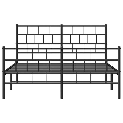 Bedframe Met Hoofd- En Voeteneinde Metaal 140 x 190 cm Zwart met hoofdbord & voetbord