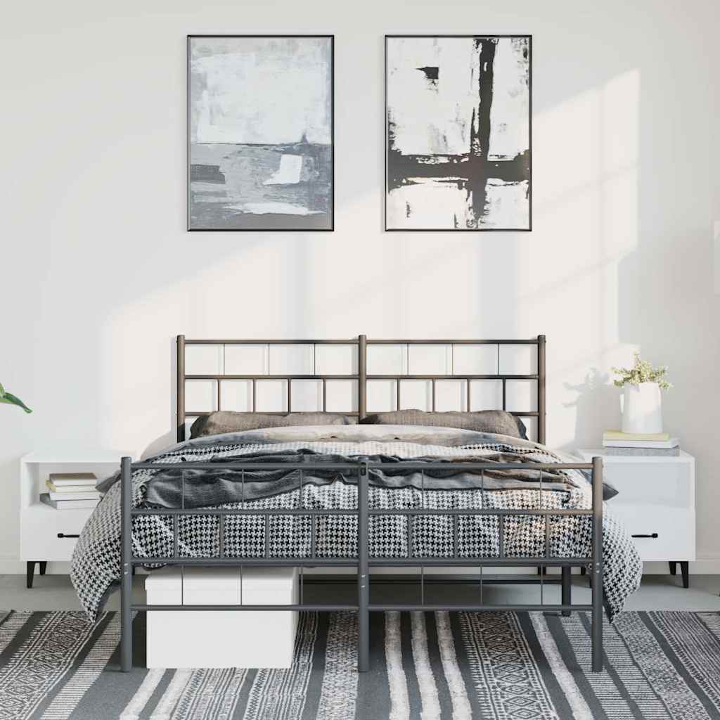 Bedframe met hoofd- en voeteneinde metaal zwart 150x200 cm