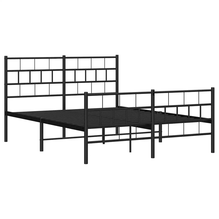 Bedframe met hoofd- en voeteneinde metaal zwart 150x200 cm