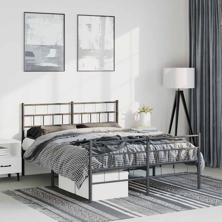 Bedframe met hoofd- en voeteneinde metaal zwart 150x200 cm