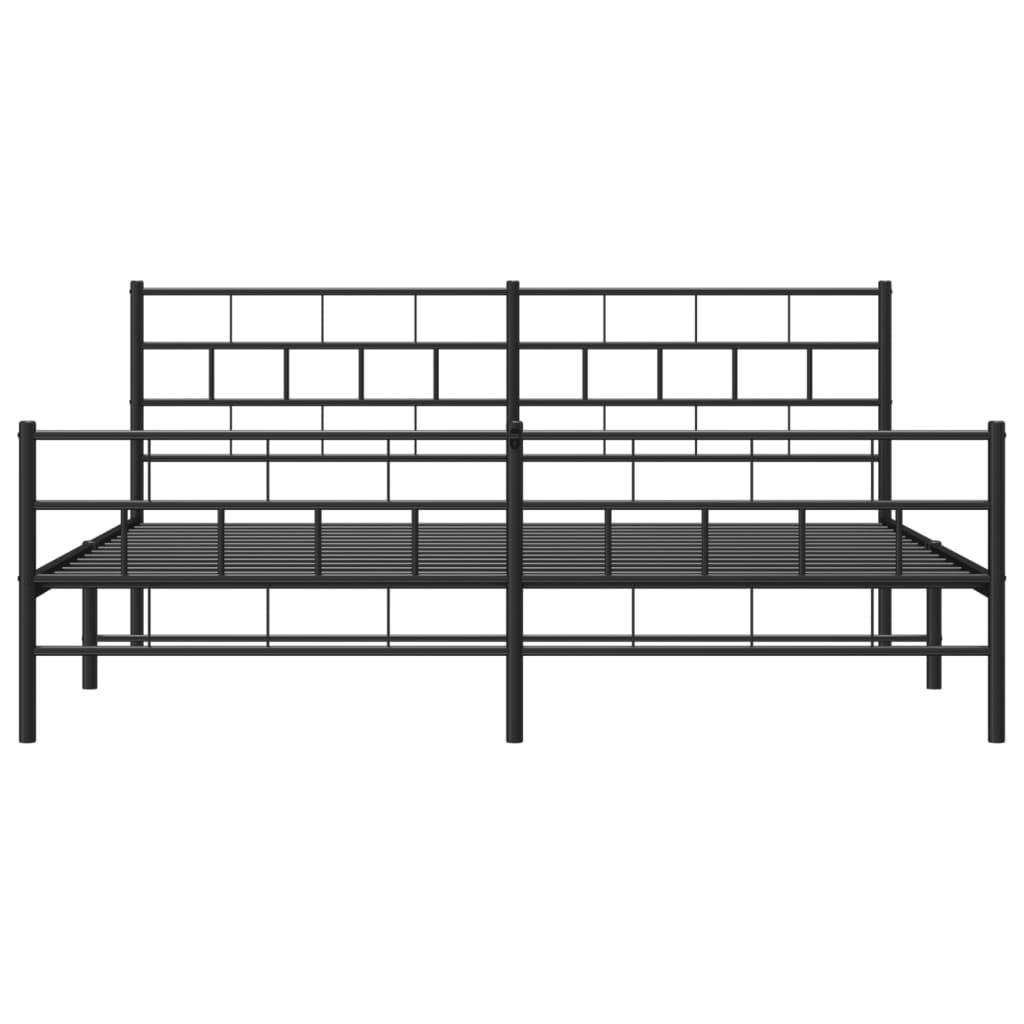 Bedframe Met Hoofd- En Voeteneinde Metaal 183 x 213 cm Zwart met hoofdbord & voetbord