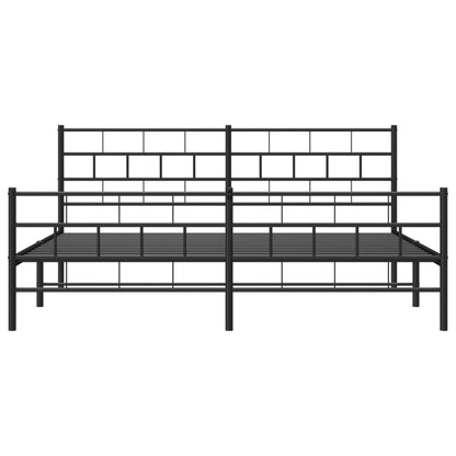 Bedframe Met Hoofd- En Voeteneinde Metaal 183 x 213 cm Zwart met hoofdbord & voetbord
