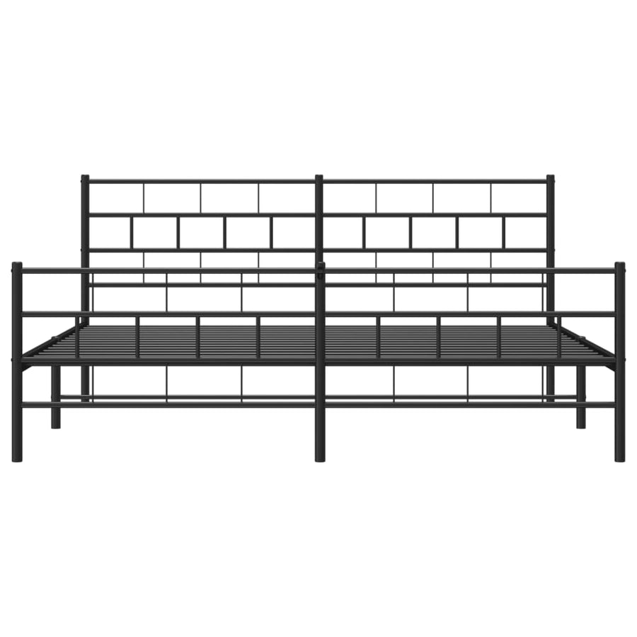 Bedframe Met Hoofd- En Voeteneinde Metaal 183 x 213 cm Zwart met hoofdbord & voetbord