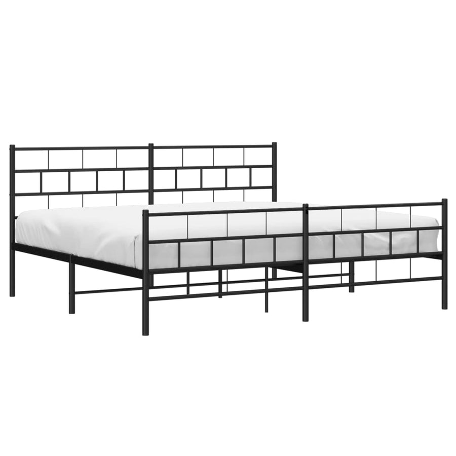 Bedframe Met Hoofd- En Voeteneinde Metaal 193 x 203 cm Zwart met hoofdbord & voetbord