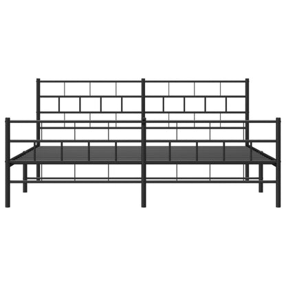 Bedframe Met Hoofd- En Voeteneinde Metaal 193 x 203 cm Zwart met hoofdbord & voetbord