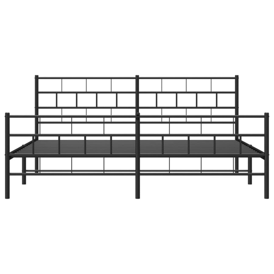 Bedframe Met Hoofd- En Voeteneinde Metaal 193 x 203 cm Zwart met hoofdbord & voetbord