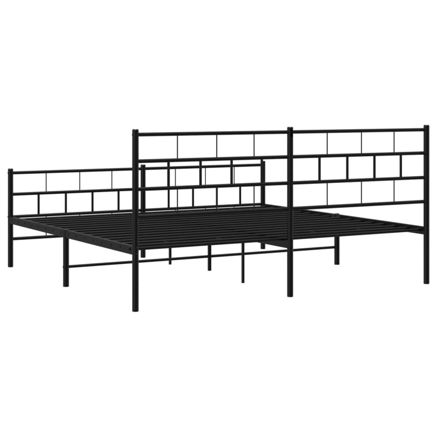 Bedframe Met Hoofd- En Voeteneinde Metaal 200 x 200 cm Zwart