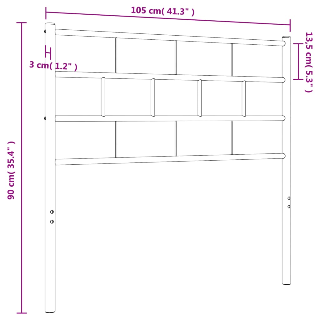 Hoofdbord 100 Cm Metaal Zwart
