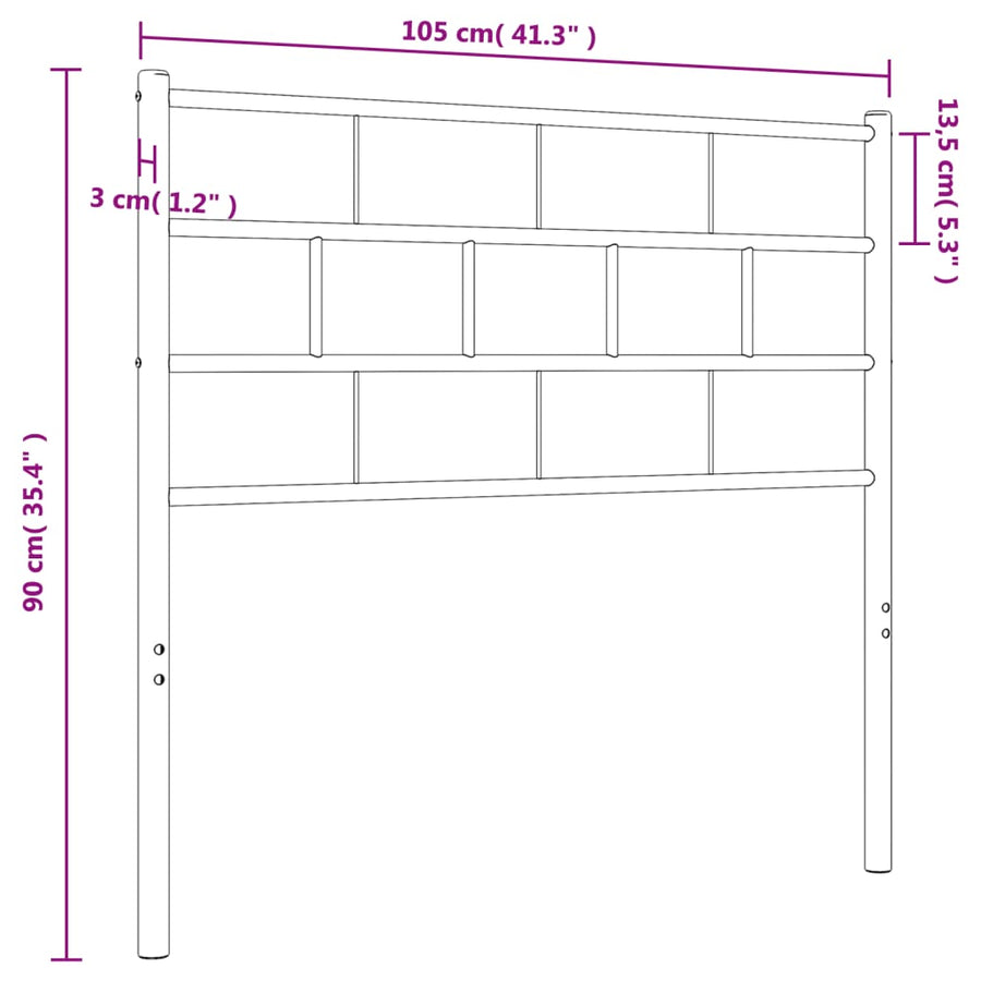 Hoofdbord 100 Cm Metaal Zwart