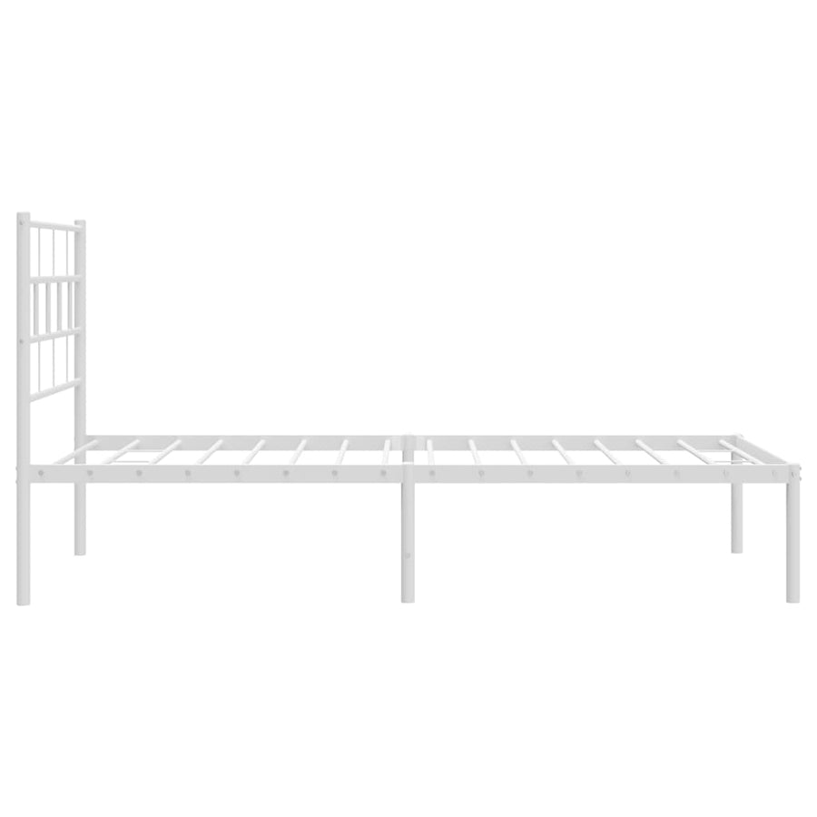 Bedframe Metaal 75 X 190 Cm Wit met hoofdbord
