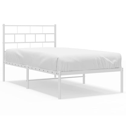 Bedframe Metaal 80 x 200 cm Wit met hoofdbord