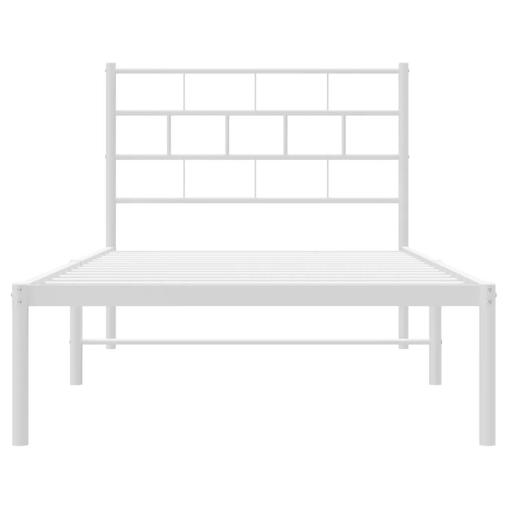 Bedframe Metaal 80 x 200 cm Wit met hoofdbord
