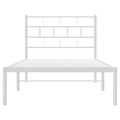 Bedframe Metaal 80 x 200 cm Wit met hoofdbord
