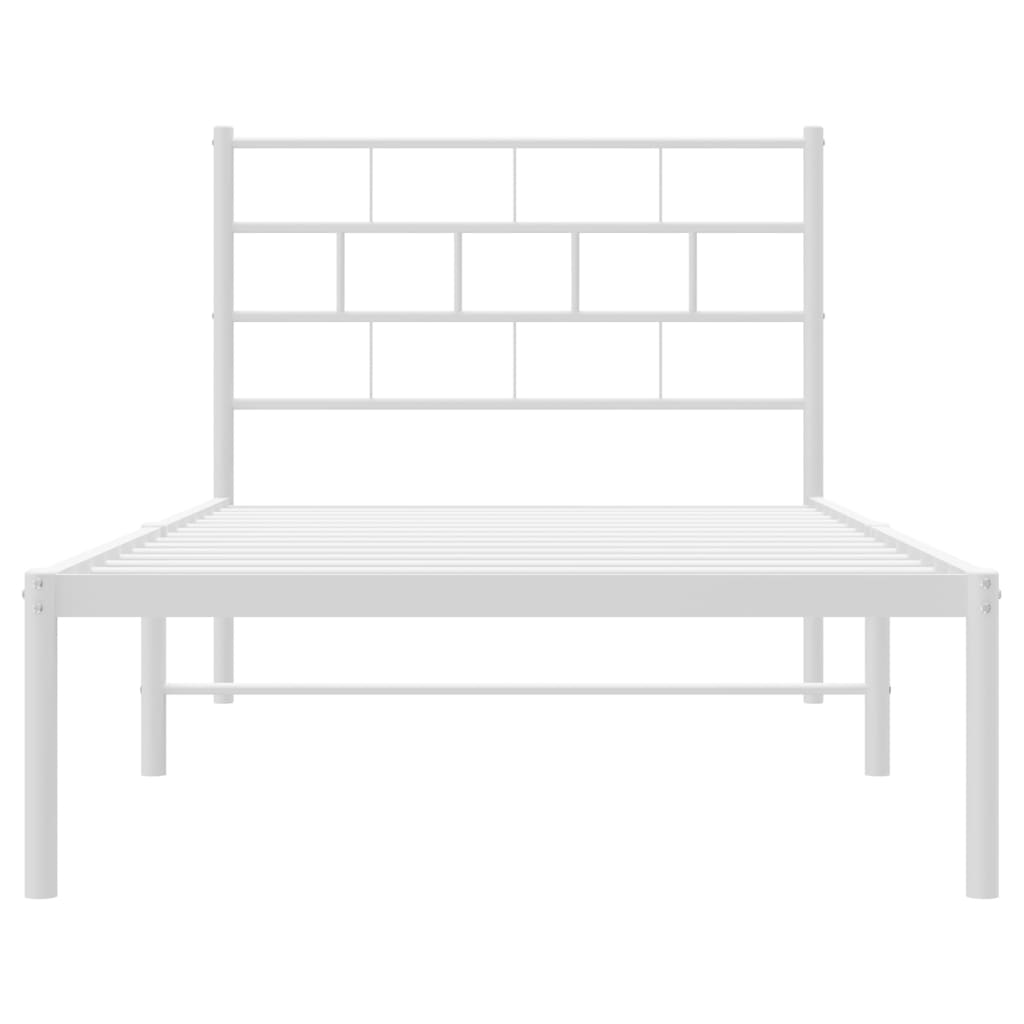 Bedframe Metaal 107 x 203 cm Wit met hoofdbord
