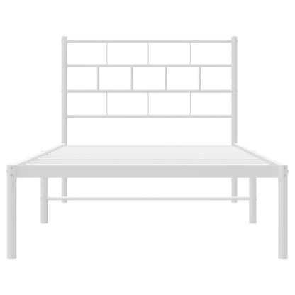 Bedframe Metaal 107 x 203 cm Wit met hoofdbord