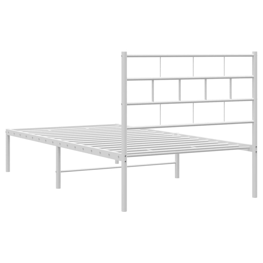 Bedframe Metaal 107 x 203 cm Wit met hoofdbord