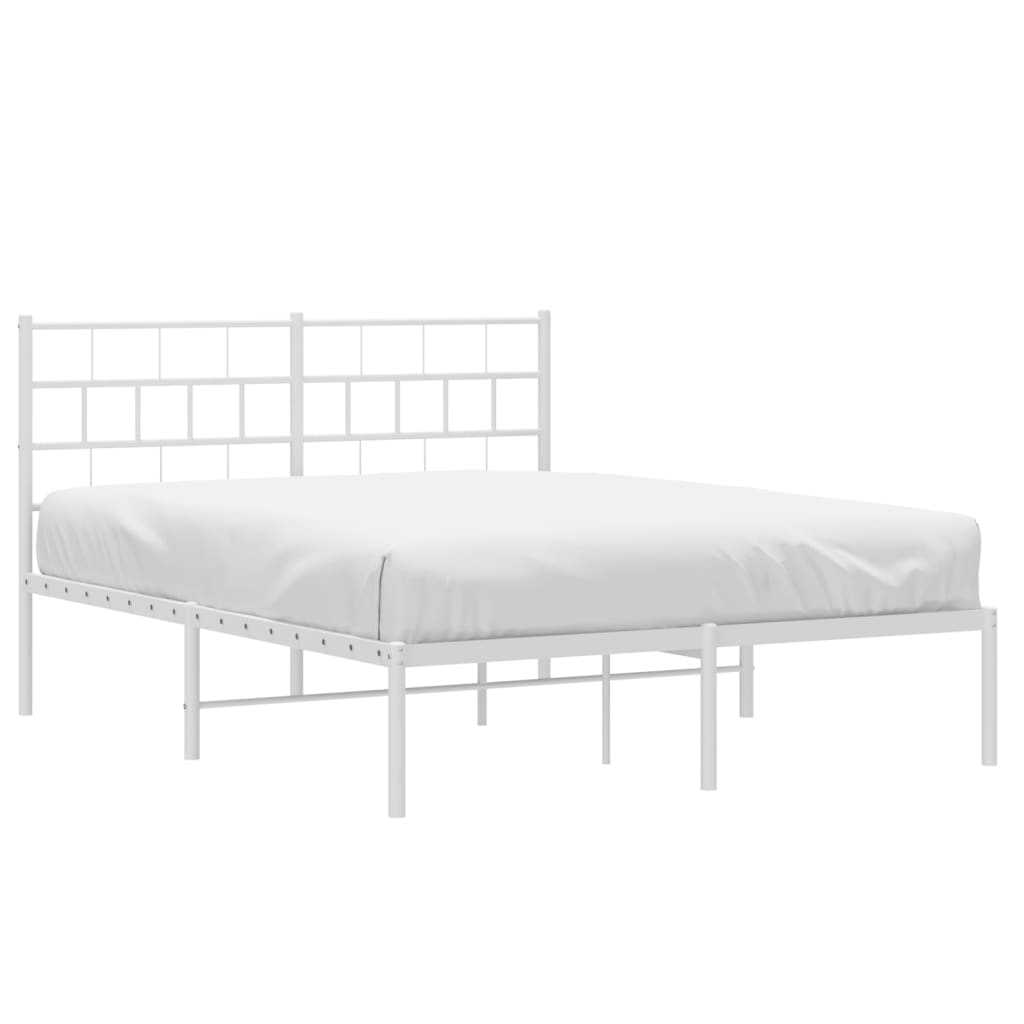 Bedframe Metaal 140 x 200 cm Wit met hoofdbord