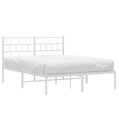 Bedframe Metaal 140 x 200 cm Wit met hoofdbord