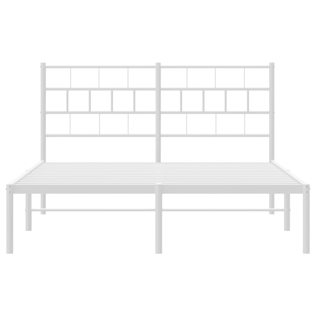 Bedframe Metaal 140 x 200 cm Wit met hoofdbord