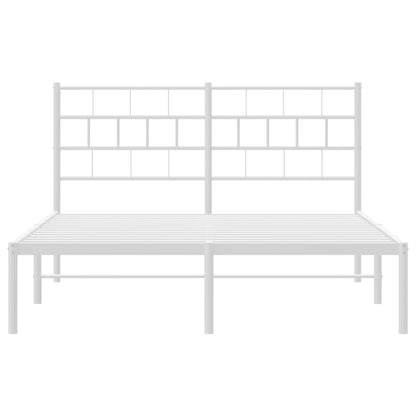 Bedframe Metaal 140 x 200 cm Wit met hoofdbord