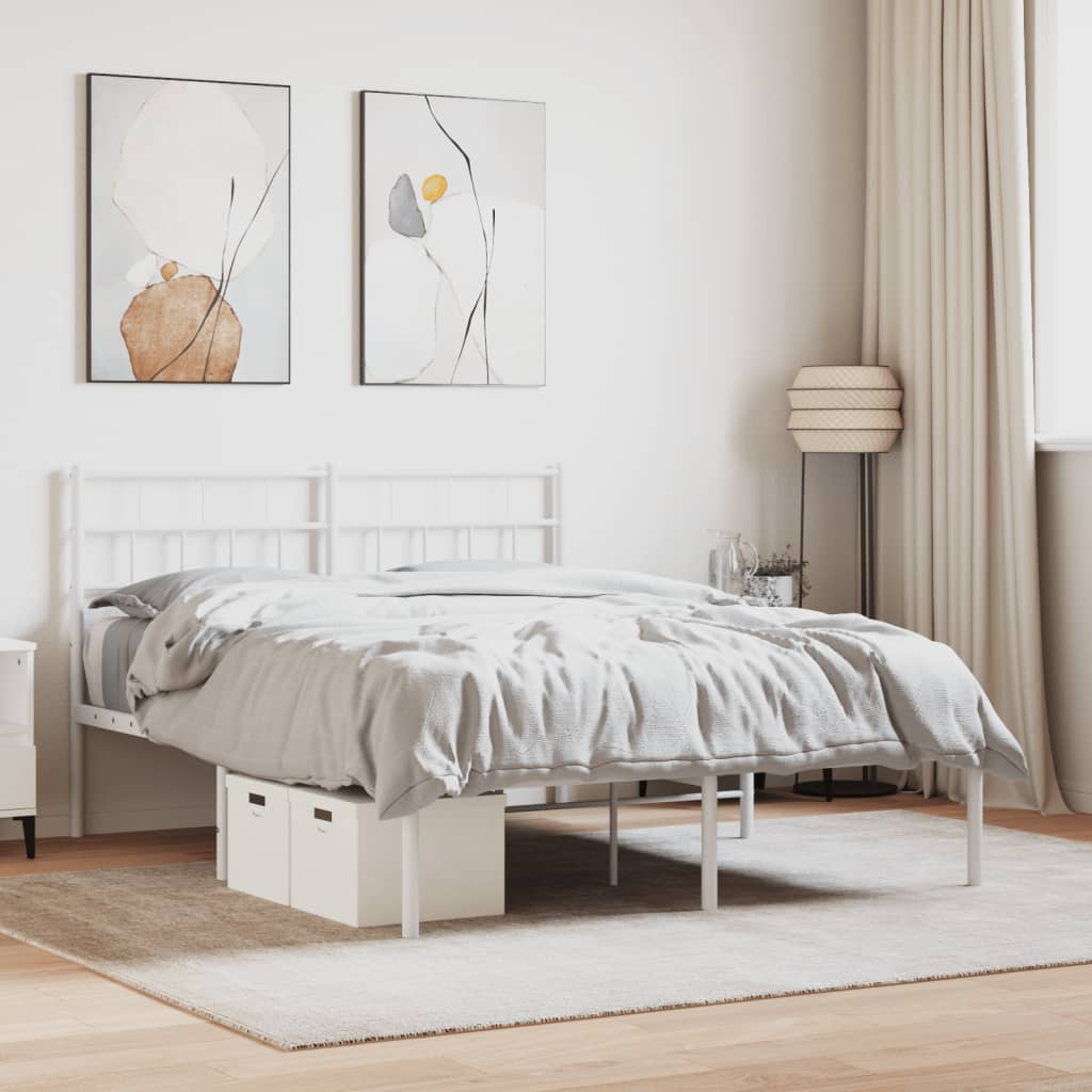 Bedframe Metaal 140 x 200 cm Wit met hoofdbord