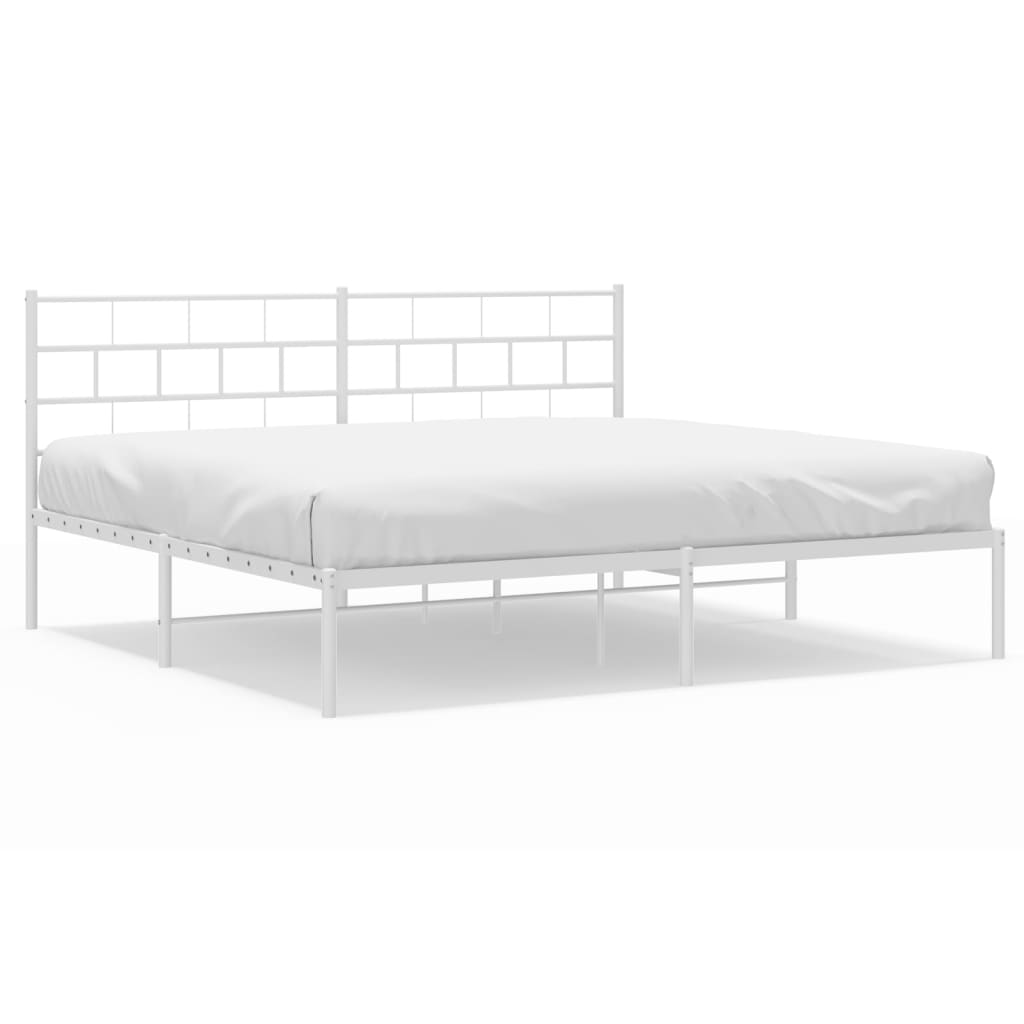 Bedframe Metaal 180 x 200 cm Wit met hoofdbord