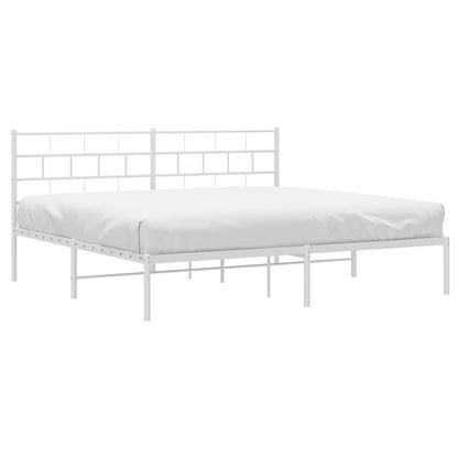 Bedframe Metaal 180 x 200 cm Wit met hoofdbord