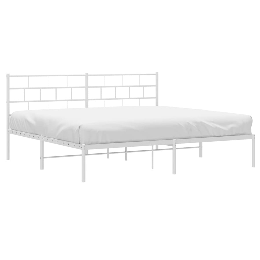 Bedframe Metaal 180 x 200 cm Wit met hoofdbord
