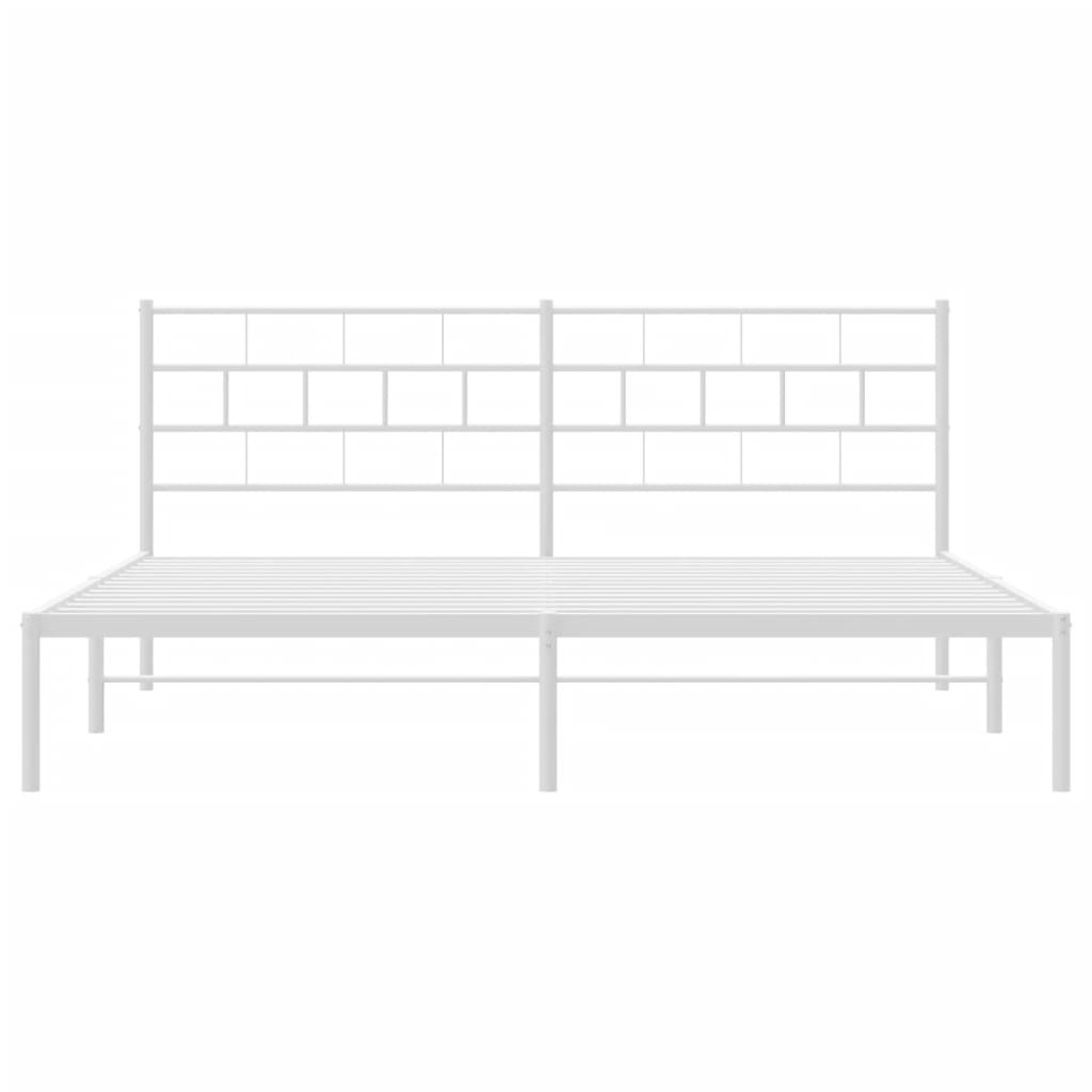 Bedframe Metaal 180 x 200 cm Wit met hoofdbord