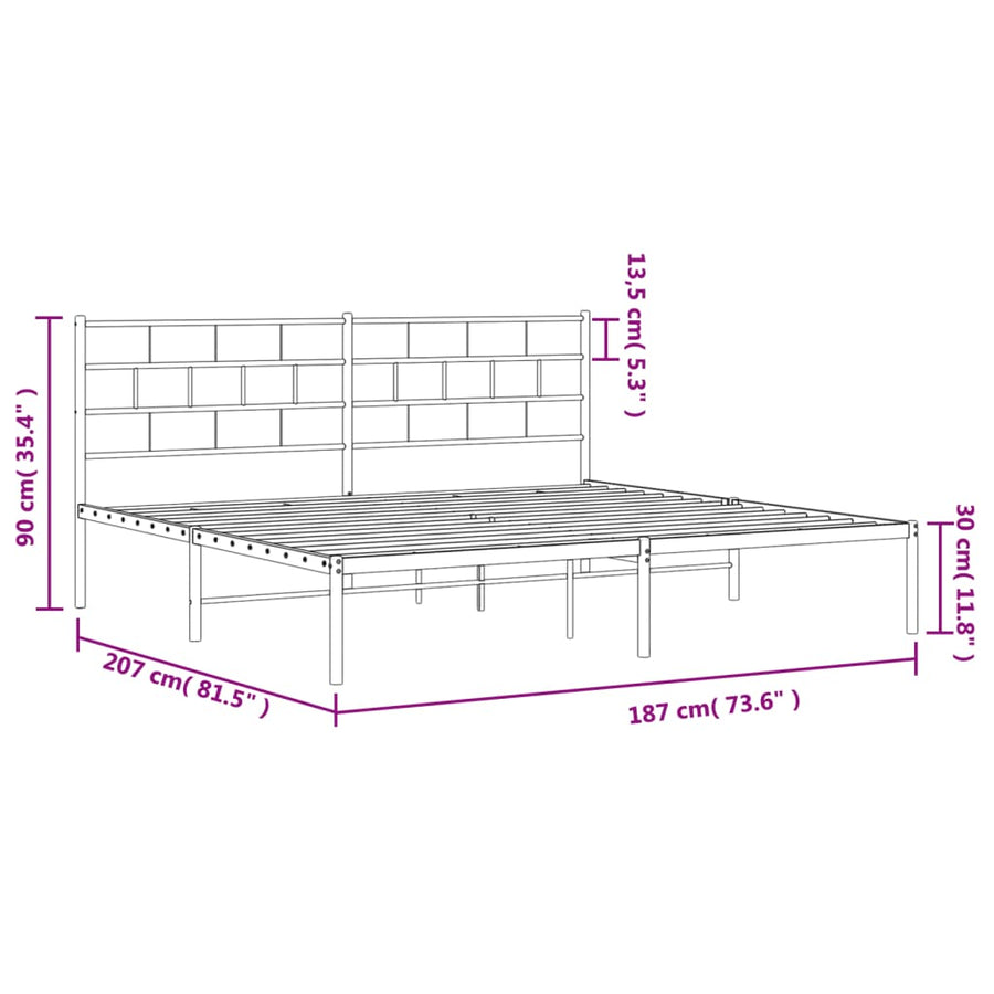 Bedframe Metaal 180 x 200 cm Wit met hoofdbord