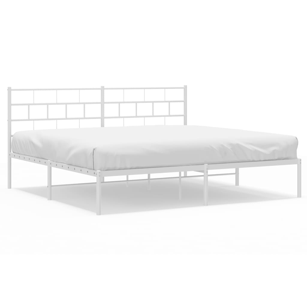 Bedframe Metaal 183 x 213 cm Wit met hoofdbord