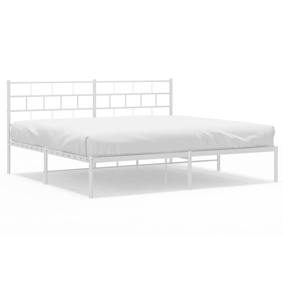 Bedframe Metaal 183 x 213 cm Wit met hoofdbord
