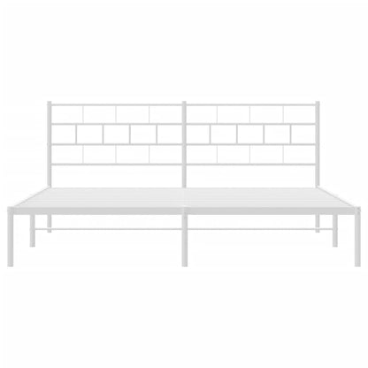 Bedframe Metaal 183 x 213 cm Wit met hoofdbord