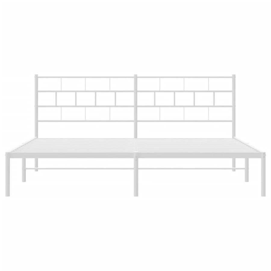 Bedframe Metaal 183 x 213 cm Wit met hoofdbord