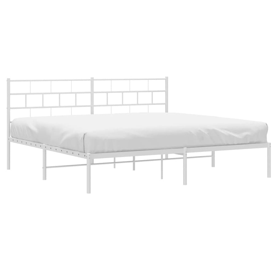 Bedframe Metaal 193 x 203 cm Wit met hoofdbord