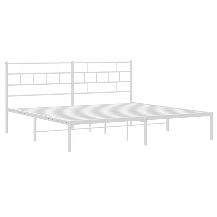 Bedframe Metaal 193 x 203 cm Wit met hoofdbord