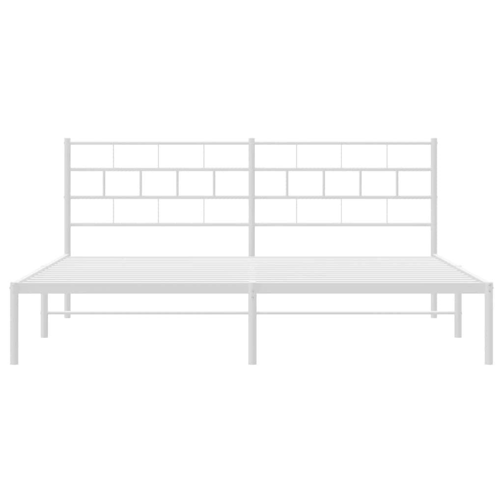 Bedframe Metaal 193 x 203 cm Wit met hoofdbord