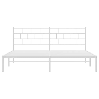 Bedframe Metaal 193 x 203 cm Wit met hoofdbord