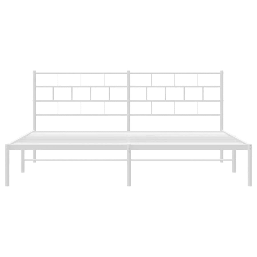 Bedframe Metaal 193 x 203 cm Wit met hoofdbord