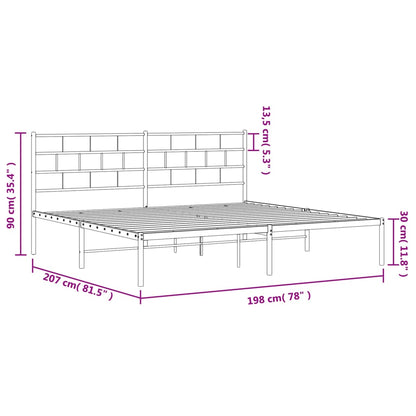 Bedframe Metaal 193 x 203 cm Wit met hoofdbord