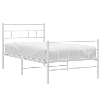 Bedframe Met Hoofd- En Voeteneinde Metaal 90 x 200 cm Wit met hoofdbord & voetbord