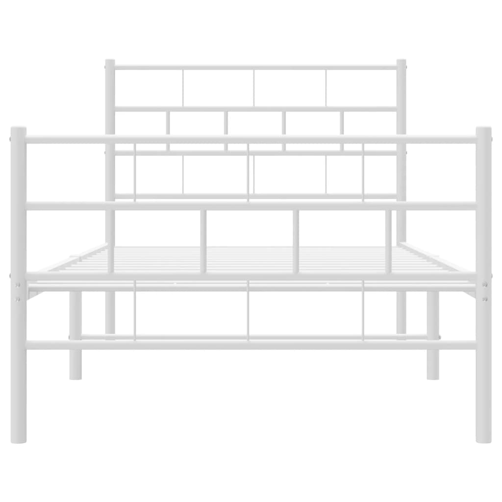 Bedframe Met Hoofd- En Voeteneinde Metaal 90 x 200 cm Wit met hoofdbord & voetbord